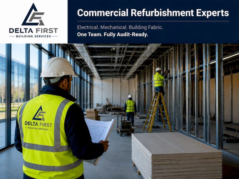 Project manager reviewing refurbishment plans onsite