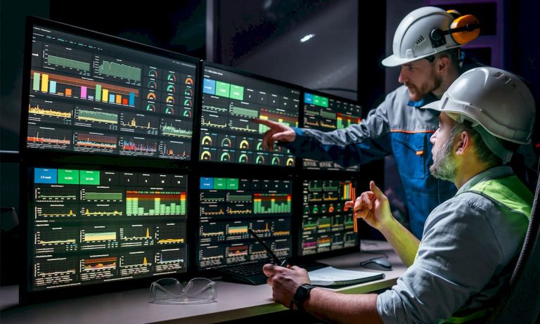 Facilities manager monitoring building control systems