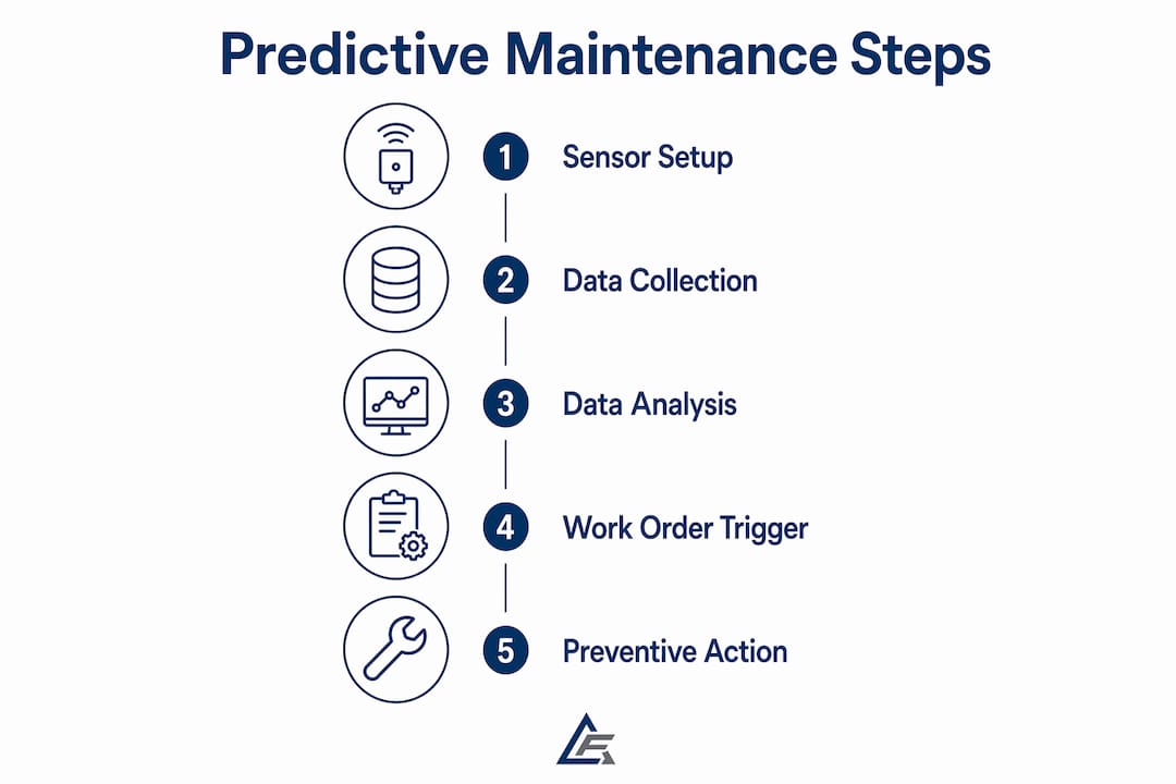 Infographic showing predictive maintenance process steps