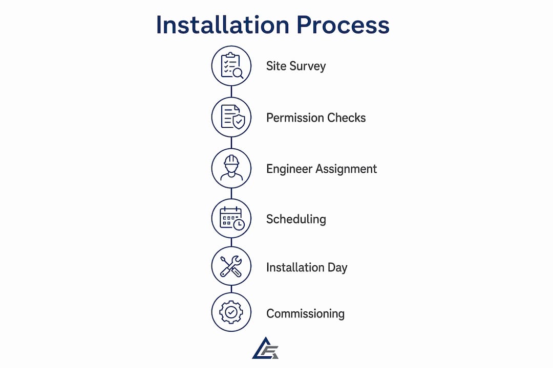 Infographic showing air conditioning installation steps