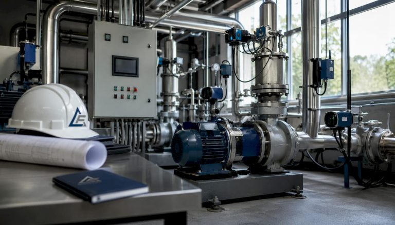UK commercial plant room with maintenance sensors and equipment