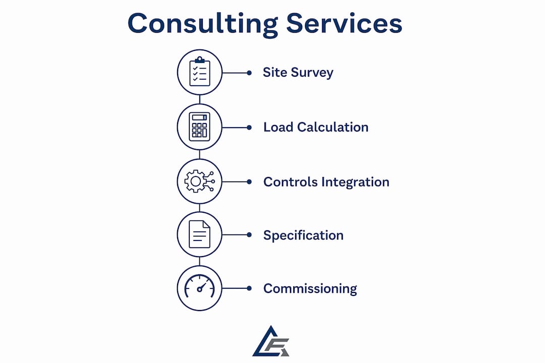 Infographic illustrating consulting service stages