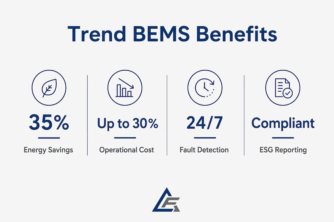 Infographic showing key Trend BEMS benefit statistics