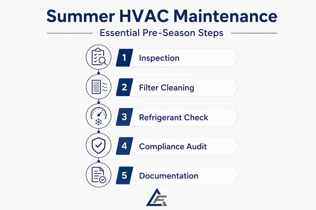 Infographic outlining five steps for summer HVAC maintenance
