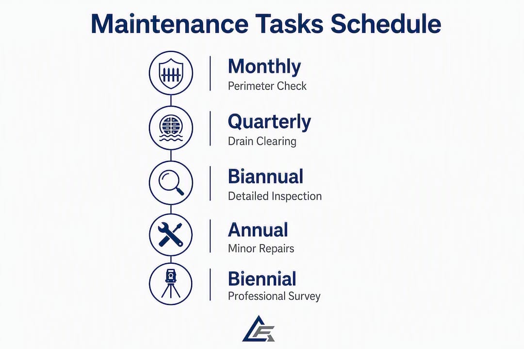 Infographic with commercial roof maintenance task schedule