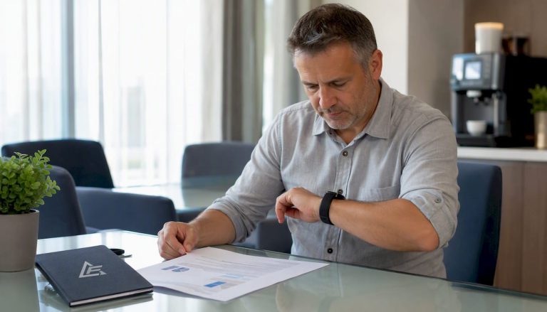 Facilities manager reviewing asbestos plan documents