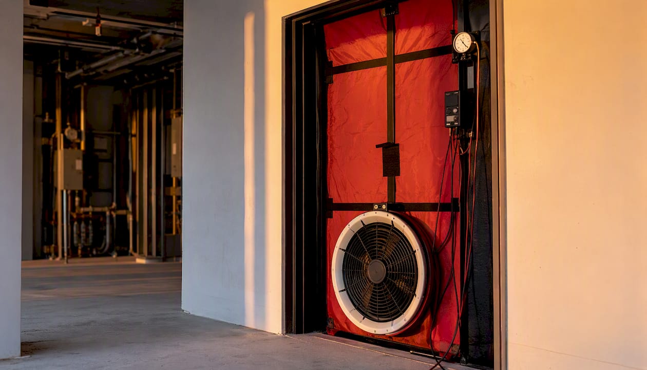 Blower door airtightness test equipment