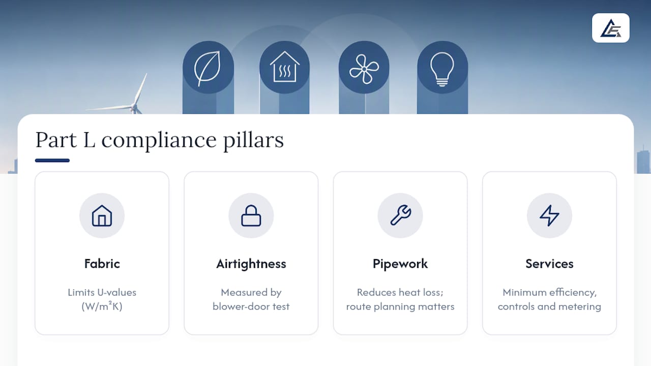 Diagram showing Part L four technical pillars