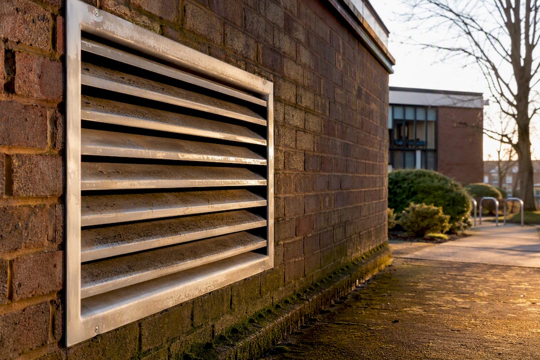 Fresh air inlet grille near car park exit