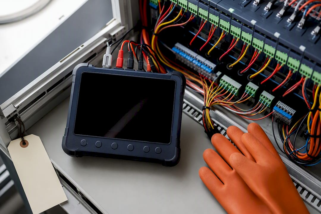 Calibration tool connected to BMS sensor wiring