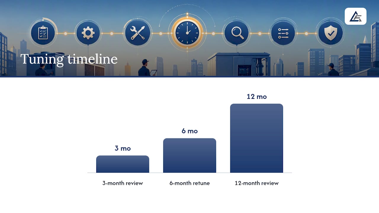 Why commissioning and 12-month tuning matter — overview diagram