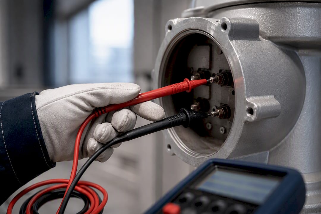 Engineer testing zone-rated electrical enclosure