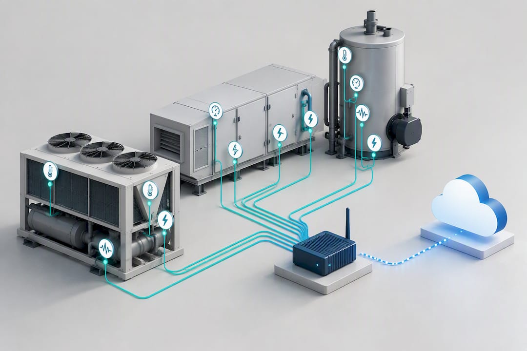 HVAC sensors connected through gateway to cloud
