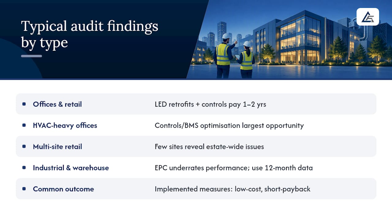 What have UK building audits typically achieved? — overview diagram