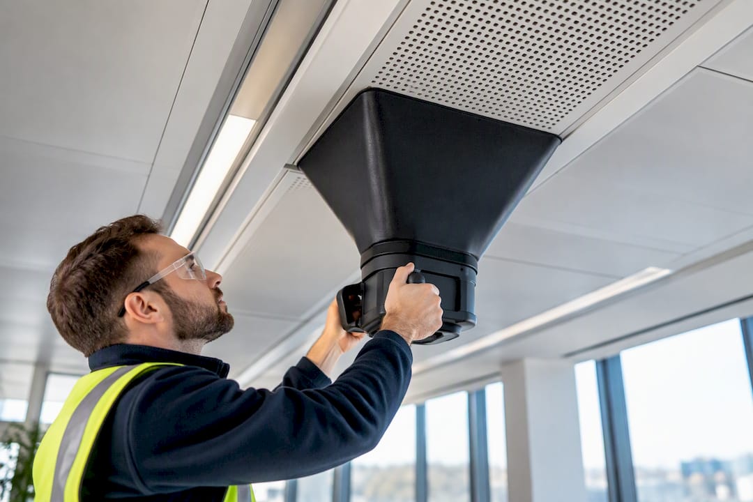 Specialist attachment measuring active chilled beam airflow