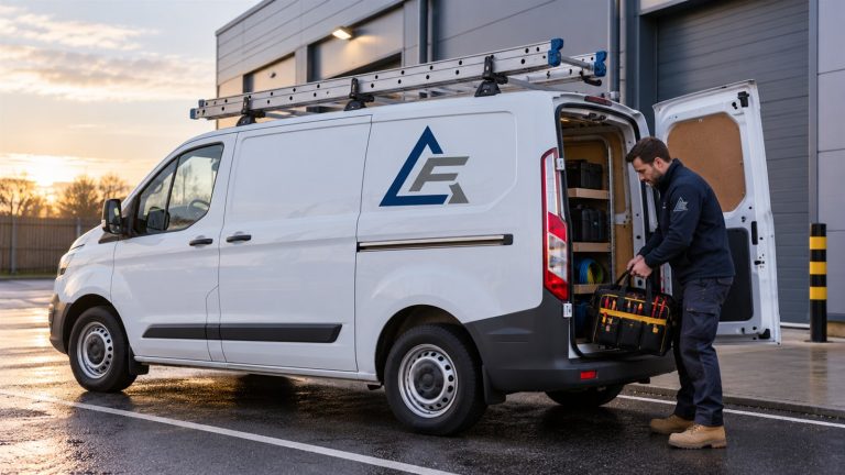 Service van at a commercial site
