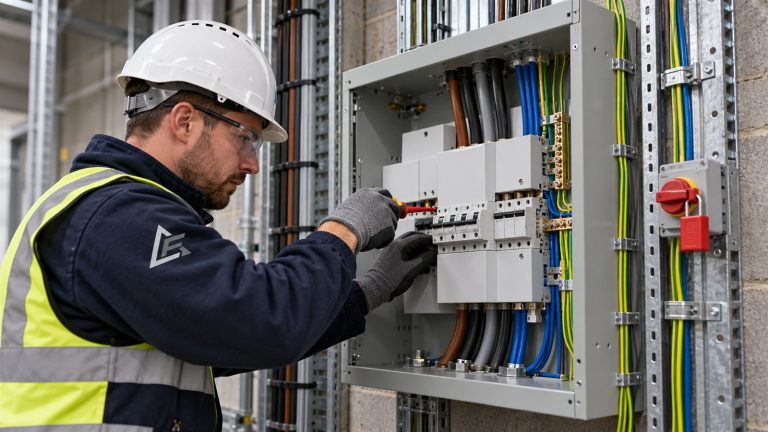 New commercial distribution board being installed