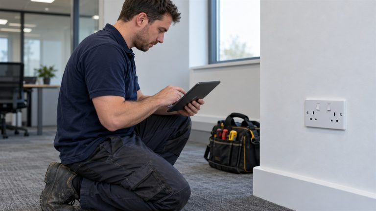 Electrician completing certification for new electrical work