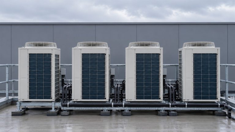 VRF outdoor units on a plant deck
