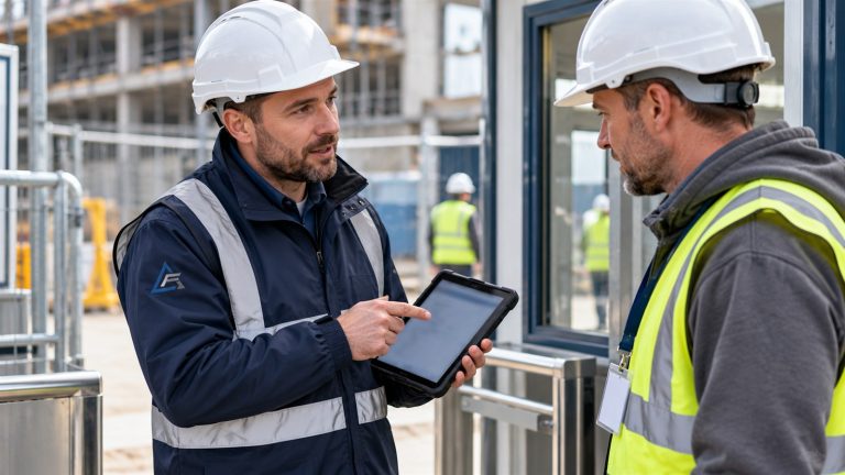 Contractor induction at a site entrance