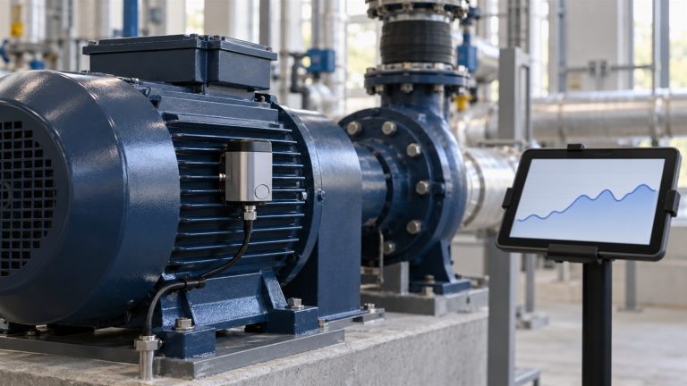 Condition monitoring sensor on a pump motor