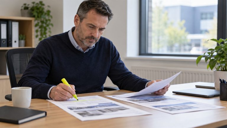 Facilities manager comparing contractor proposals