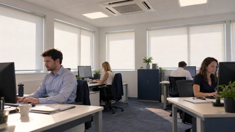 Comfortable office cooled by air conditioning in summer