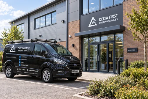 Delta First van outside a commercial office building in Essex