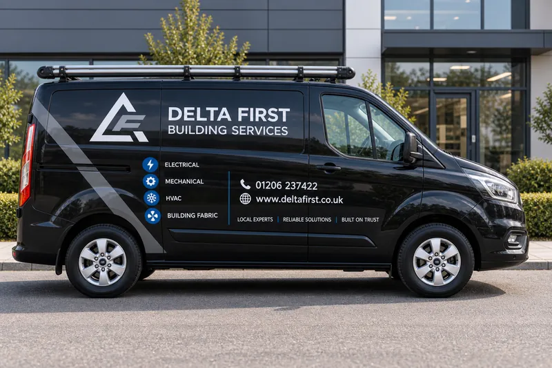 Delta First Building Services liveried van, Colchester, Essex
