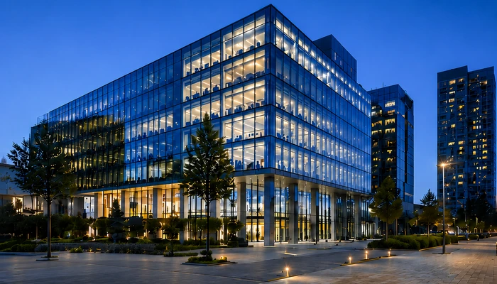 Modern commercial building — Delta First building fabric services