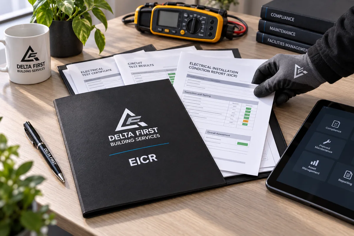 Delta First engineer managing compliance documentation on site, Essex