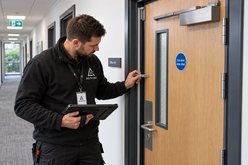 Delta First engineer carrying out a statutory compliance check