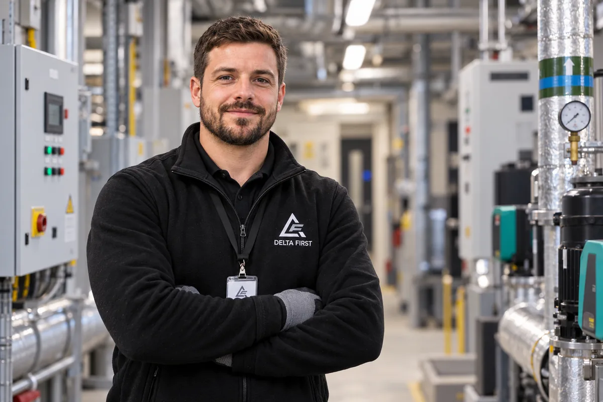 Delta First directly employed engineer at work on site, Essex