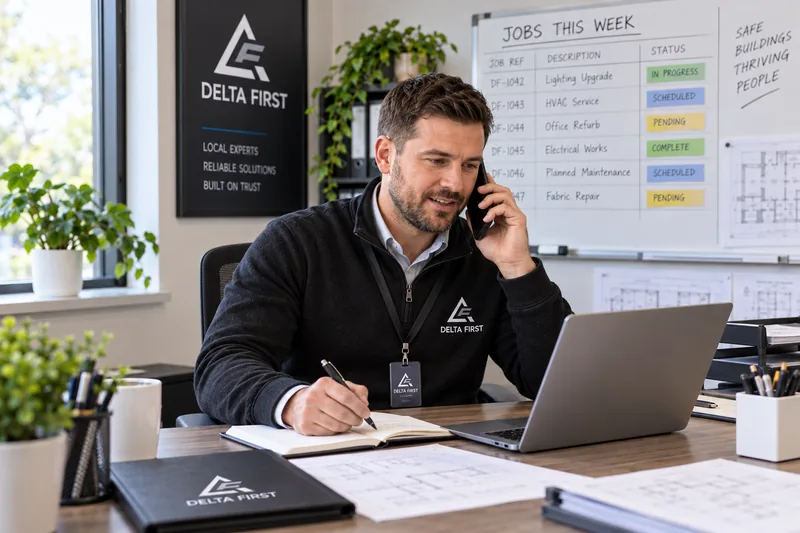 Delta First account manager in contact with a client