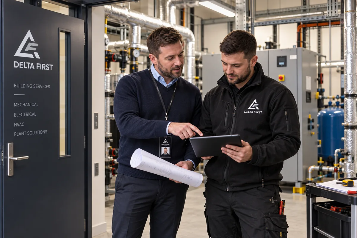 Delta First engineers coordinating on a commercial site, Essex