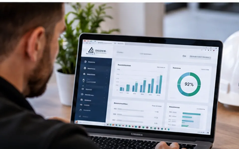 Compliance and job reporting dashboard on a laptop